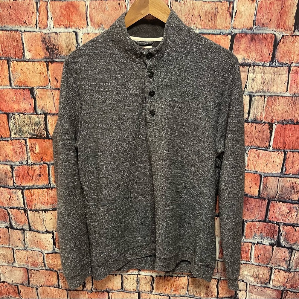 Marine Layer Clayton Charcoal Heather 1/4 Button | GUC | Large